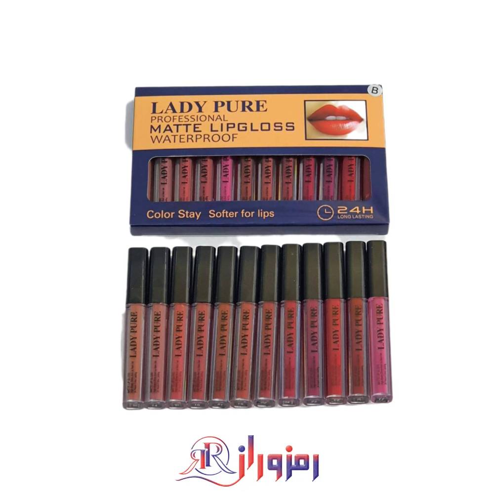 رژلب مایع لیدی پیور lady pure پک 12 عددی سری a.b،خرید و قیمت رژلب مایع لیدی پیور lady pure پک 12 عددی سری a.b